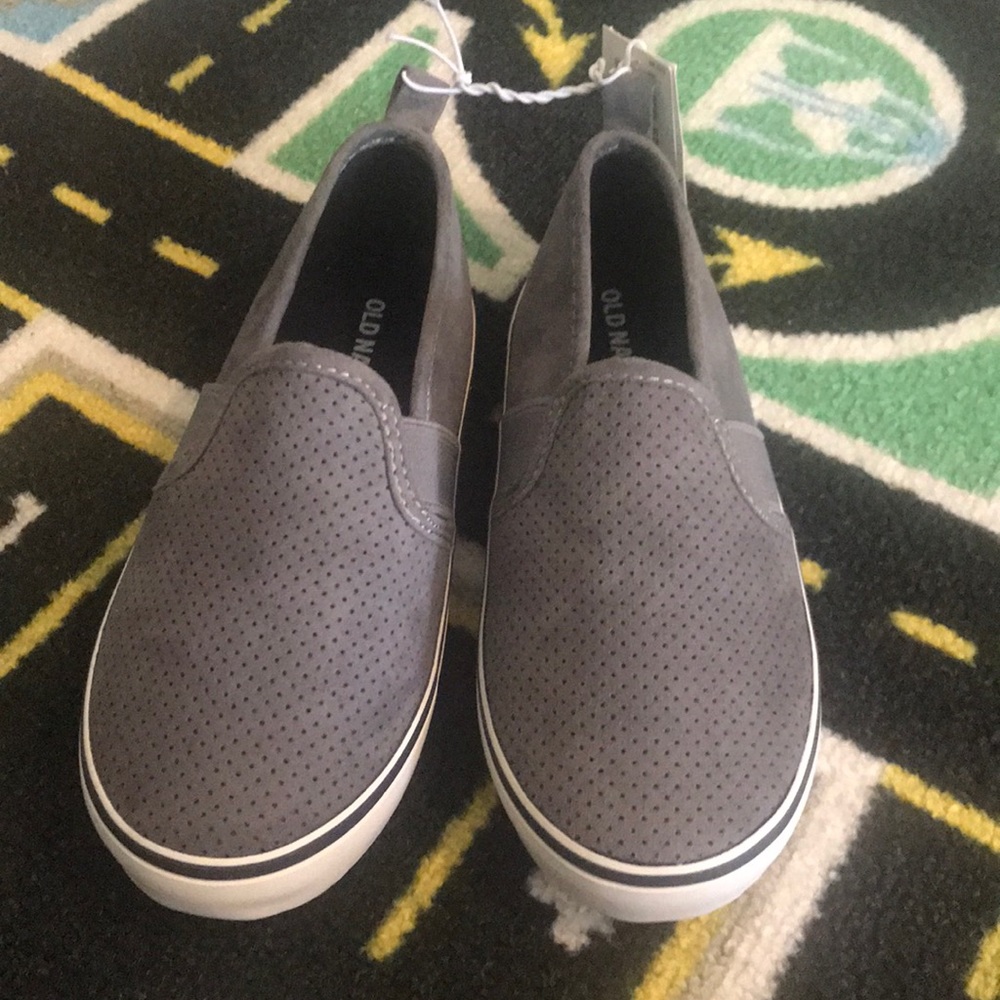 Old navy gray slip-on sneakers.